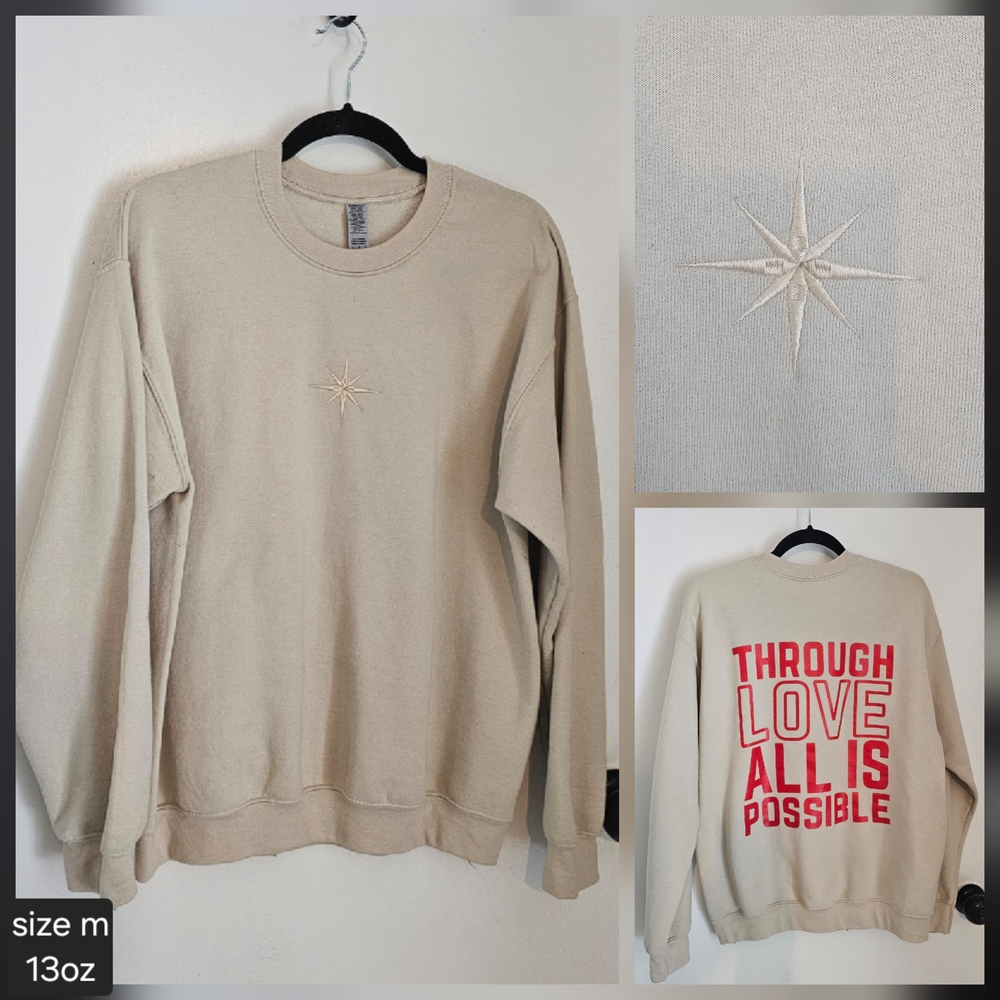 Bookish Crescent City Embroidered Beige Crewneck Sweatshirt